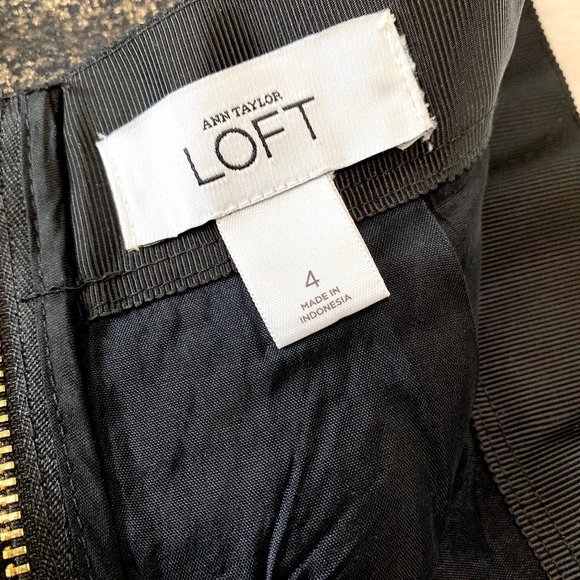 LOFT Black & Metallic Gold A-Line Short Skirt - Picture 5 of 10